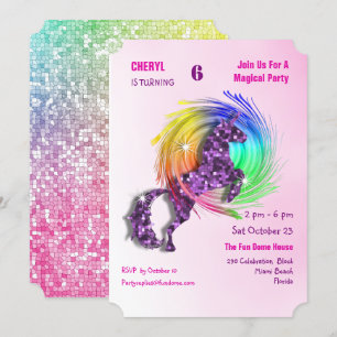 Magisches Regenbogen Einhorn Niedlich Girly Party  Einladung