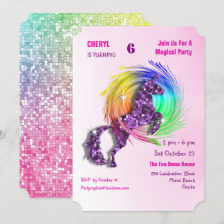 Magisches Regenbogen Einhorn Niedlich Girly Party  Einladung