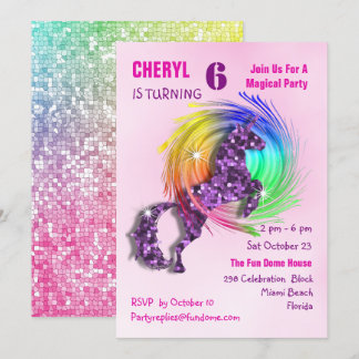 Magisches Regenbogen Einhorn Niedlich Girly Party Einladung
