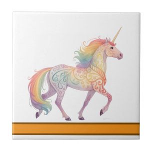 Magisches Regenbogen-Einhorn Personalisiert Fliese