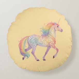 Magisches Regenbogen-Einhorn Personalisiert Rundes Kissen