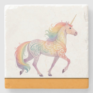 Magisches Regenbogen-Einhorn Personalisiert  Steinuntersetzer