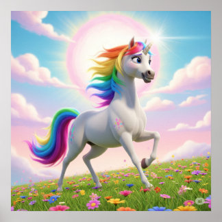 Magisches Regenbogen-Einhorn Poster