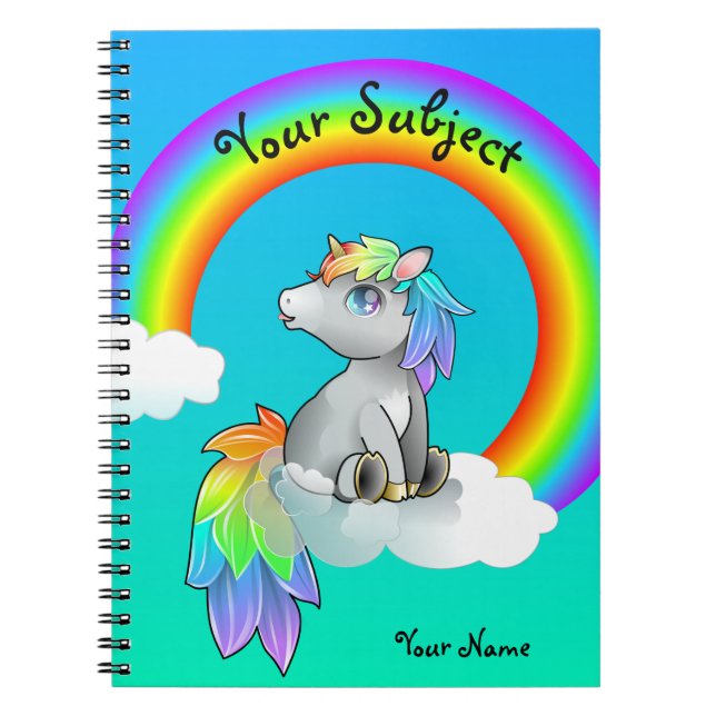 Magisches Regenbogen-Einhorn-Schulfach Notizblock (Vorderseite)