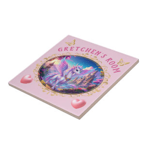 Magisches rosa Drachen Mädchenzimmer  Fliese