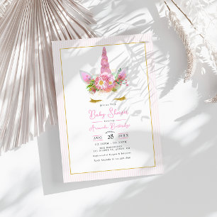 Magisches rosa Einhorn-Baby-Shower Einladung