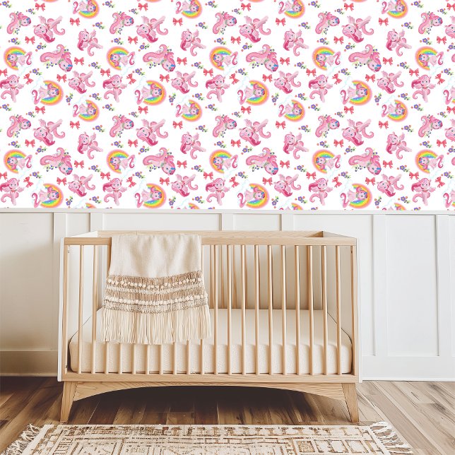 Magisches Rosa Einhorn Girly Rainbow Tapete (Magical Pink Unicorn Girly Rainbow Wallpaper)