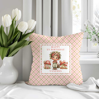 Magisches rosa Feen-Schminkrot-Blumen-Geburtstagsd Kissen
