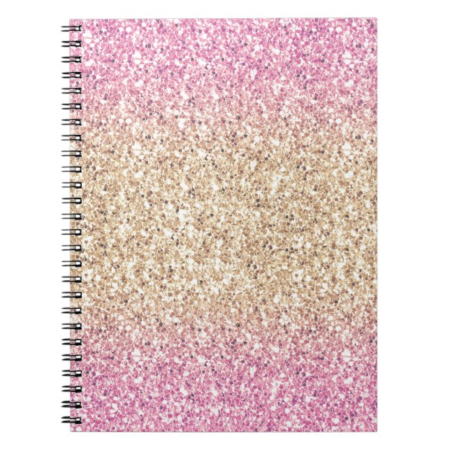 Magisches Rosa und Gold Glitzer Ombre Notizblock (Vorderseite)