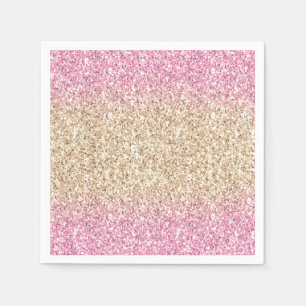 Magisches Rosa und Gold Glitzer Ombre Serviette