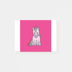 Magisches Rosa und Regenbogen Kawaii Einhorns Post-it Klebezettel