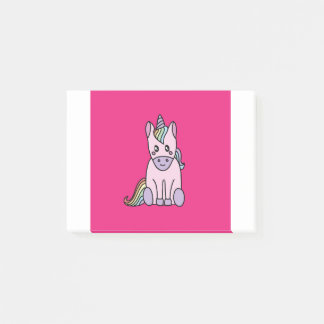 Magisches Rosa und Regenbogen Kawaii Einhorns Post-it Klebezettel