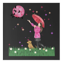 Magisches rosa Wasserfarben-Acryl-Wandkunstwerk