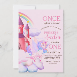 Magisches Schloss Pink Einhorn 1. Prinzessin Gebur Einladung