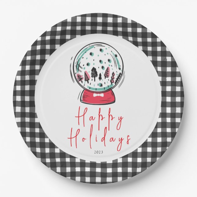 Magisches Schneeglobe Weihnachts-Party Pappteller (Vorderseite)
