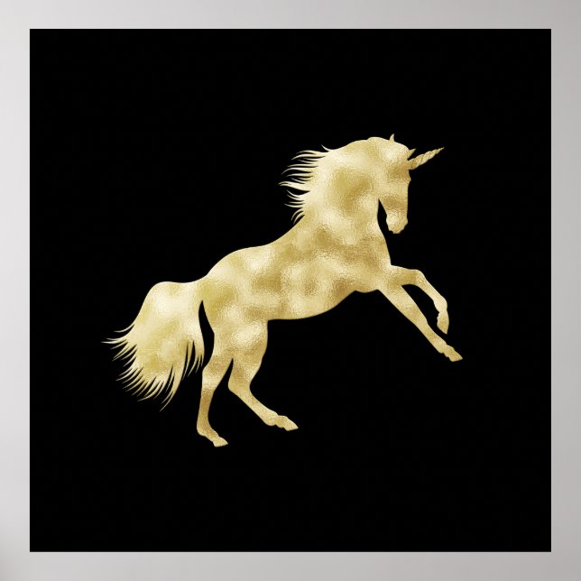 MAGISCHES SCHWARZ UND GOLDENES UNICORK POSTER (Vorne)