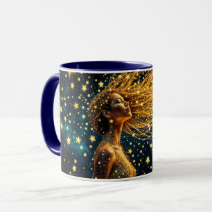 Magisches Sternenportrait von Goldfantasy-Frau Tasse