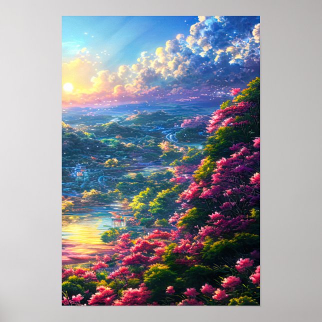 Magisches Tal bei Sonnenaufgang Poster (Vorne)