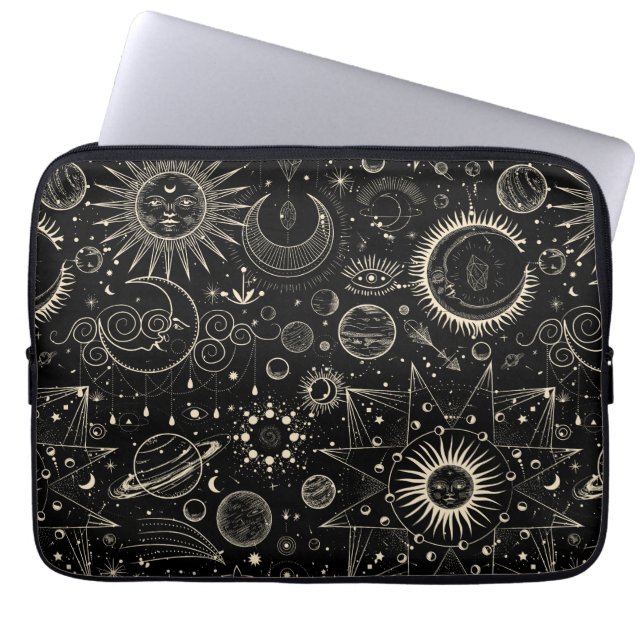 Magisches Tarot Astrologie boho Himmelsmuster Laptopschutzhülle (Vorderseite)