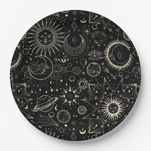 Magisches Tarot Astrologie boho Himmelsmuster Pappteller