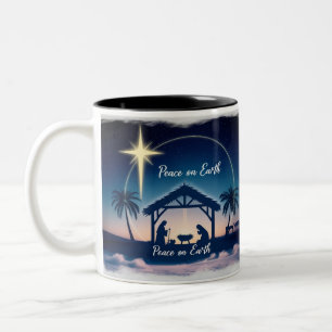 Magisches tropisches Nativity-Frieden auf Erden Zw Zweifarbige Tasse