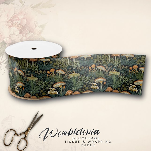 Magisches Vintages Grün, rustikales Wald-Pilz Satinband (Von Creator hochgeladen)