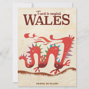 Magisches Wales-Drache-Reiseposter Einladung
