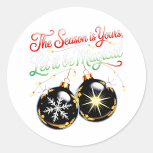 Magisches Weihnachts-Goldglanz- & Schneeflocken-Fe Runder Aufkleber