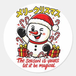 Magisches Weihnachts-Schneemann-Aufkleber-Set Bonb Runder Aufkleber