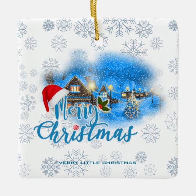 Magisches Weihnachtsdorf Keramikornament (Vorderseite)