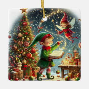 Magisches Weihnachtself Keramikornament