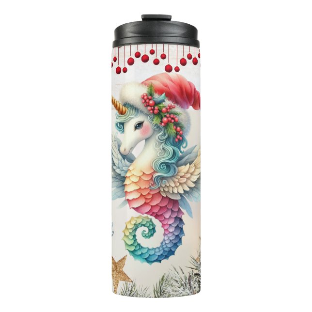 Magisches Weihnachtsgebäck Einhorn Thermosbecher (Vorderseite)