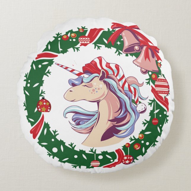 Magisches Weihnachtslied Rundes Kissen (Vorderseite)