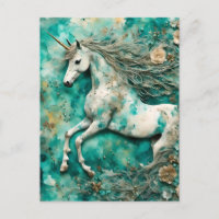 Magisches Weißes Einhorn Aquamariner Hintergrund