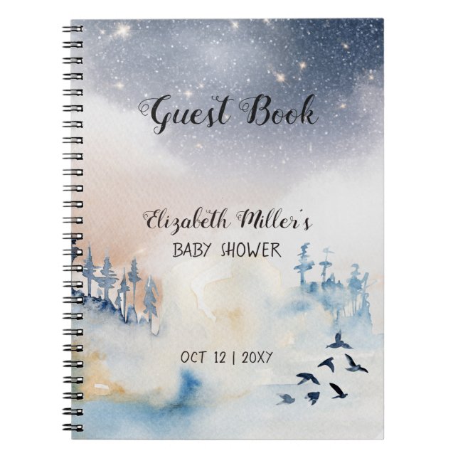 Magisches Winter Landscape Baby Shower Gästebuch Notizblock (Vorderseite)