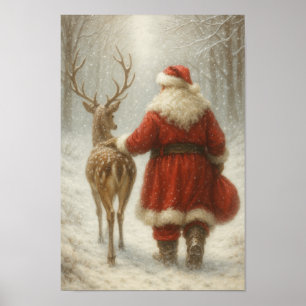 Magisches Winter-Santa-&-Rentier-Spaziergang-Poste Poster