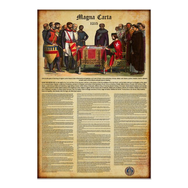 MAGNA CARTA 1215 - Englischer Text Poster (Vorderseite)