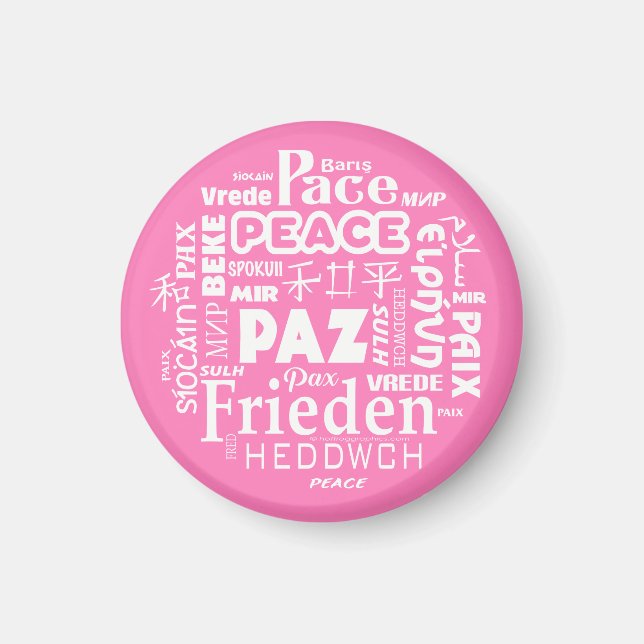 Magnet 6 cm Festplatte mehrsprachige Friedensworte (Vorne)