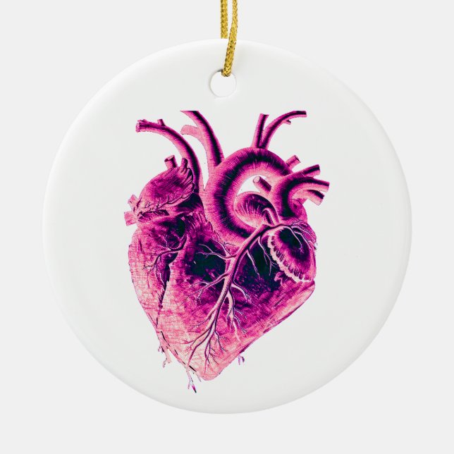 Magnet Anatomisches Herz rosa lila Neon elektrisch Keramik Ornament (Vorne)