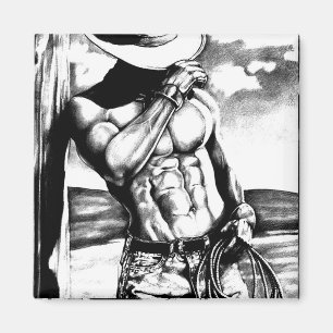 Magnet art élégant masculin Cowboy Bodybuilder
