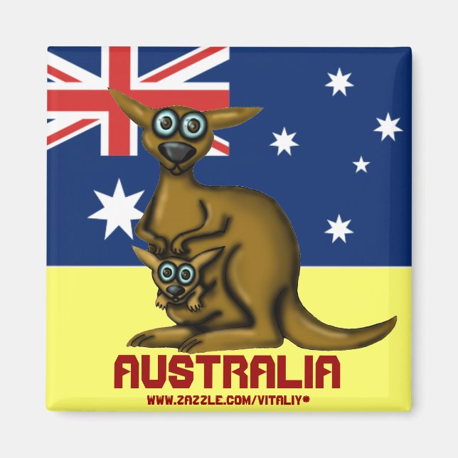 Magnet australien kangourou mignon (Devant)