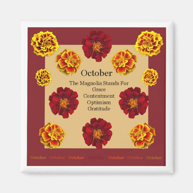 Magnet avec octobre Mois de naissance Fleur du Mag (Devant)