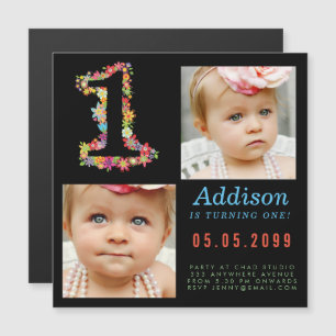 MAGNET Baby 1er anniversaire Carte photo de fête