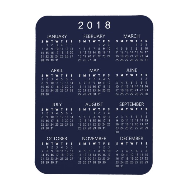 Magnet Calendrier 2018 - gris foncé (Vertical)