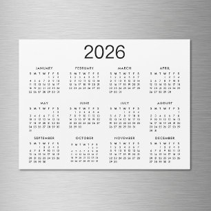 Magnet Calendrier classique noir et blanc 2024