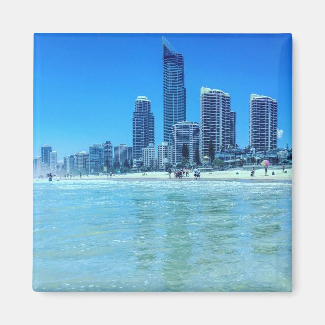 Magnet carré avec vue sur Surfers Paradise. (Devant)