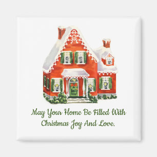 Magnet Carré de la maison de pain d'épice de Noël
