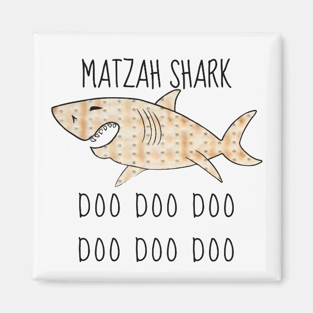 Magnet Carré de la Pâque "Matzah Shark Doo Doo Doo (Devant)