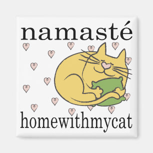 Magnet Carré Namaste Home avec mon chat