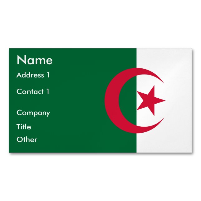 Magnet carte de visite avec drapeau d'Algérie (devant)